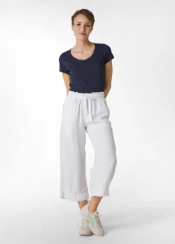 DEHA Pantaloni*Pantalone Cropped In Twill Tencel Bianco