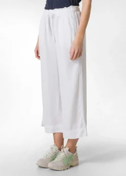 DEHA Pantaloni*Pantalone Cropped In Twill Tencel Bianco