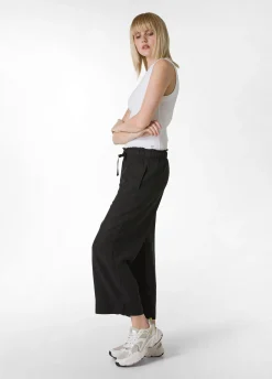 DEHA Pantaloni*Pantalone Cropped In Twill Tencel Nero