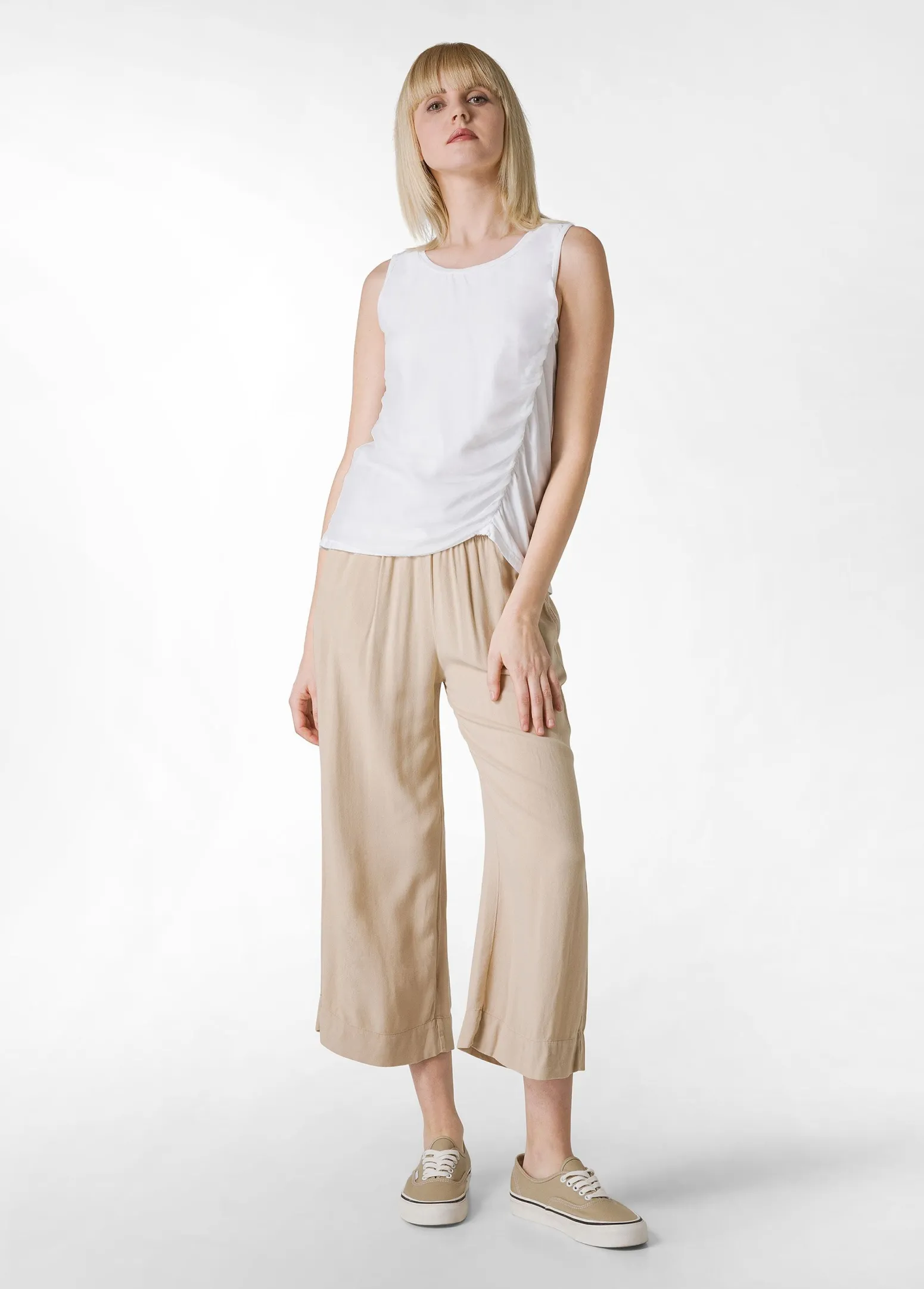 DEHA Pantaloni*Pantalone Cropped In Viscosa Crepe Beige