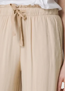 DEHA Pantaloni*Pantalone Cropped In Viscosa Crepe Beige