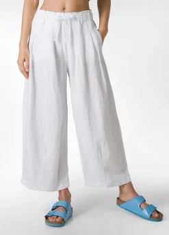 DEHA Pantaloni*Pantalone Cropped Misto Lino E Lyocell Bianco