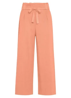 DEHA Pantaloni*Pantalone Cropped Vita Alta In Lino Arancio