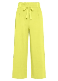 DEHA Pantaloni*Pantalone Cropped Vita Alta In Lino Giallo