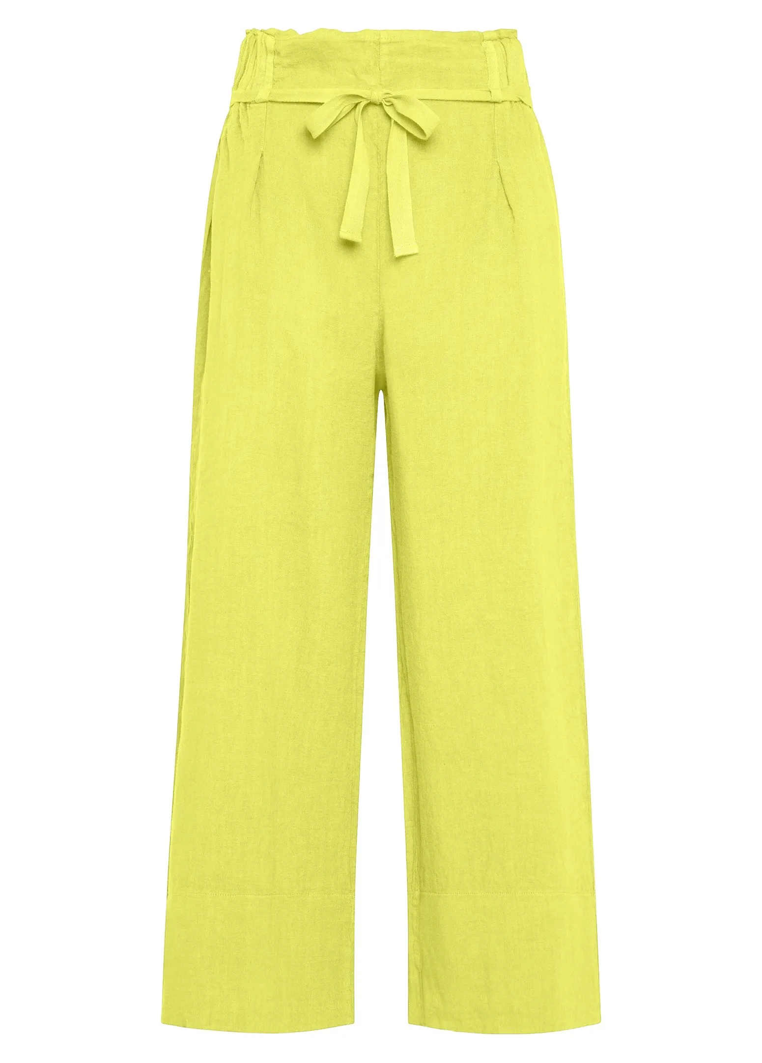 DEHA Pantaloni*Pantalone Cropped Vita Alta In Lino Giallo