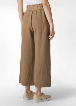 DEHA Pantaloni*Pantalone Cropped Vita Alta In Lino Marrone
