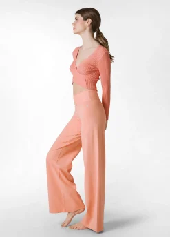 DEHA Pantaloni*Pantalone Gamba Larga In Jersey Arancio