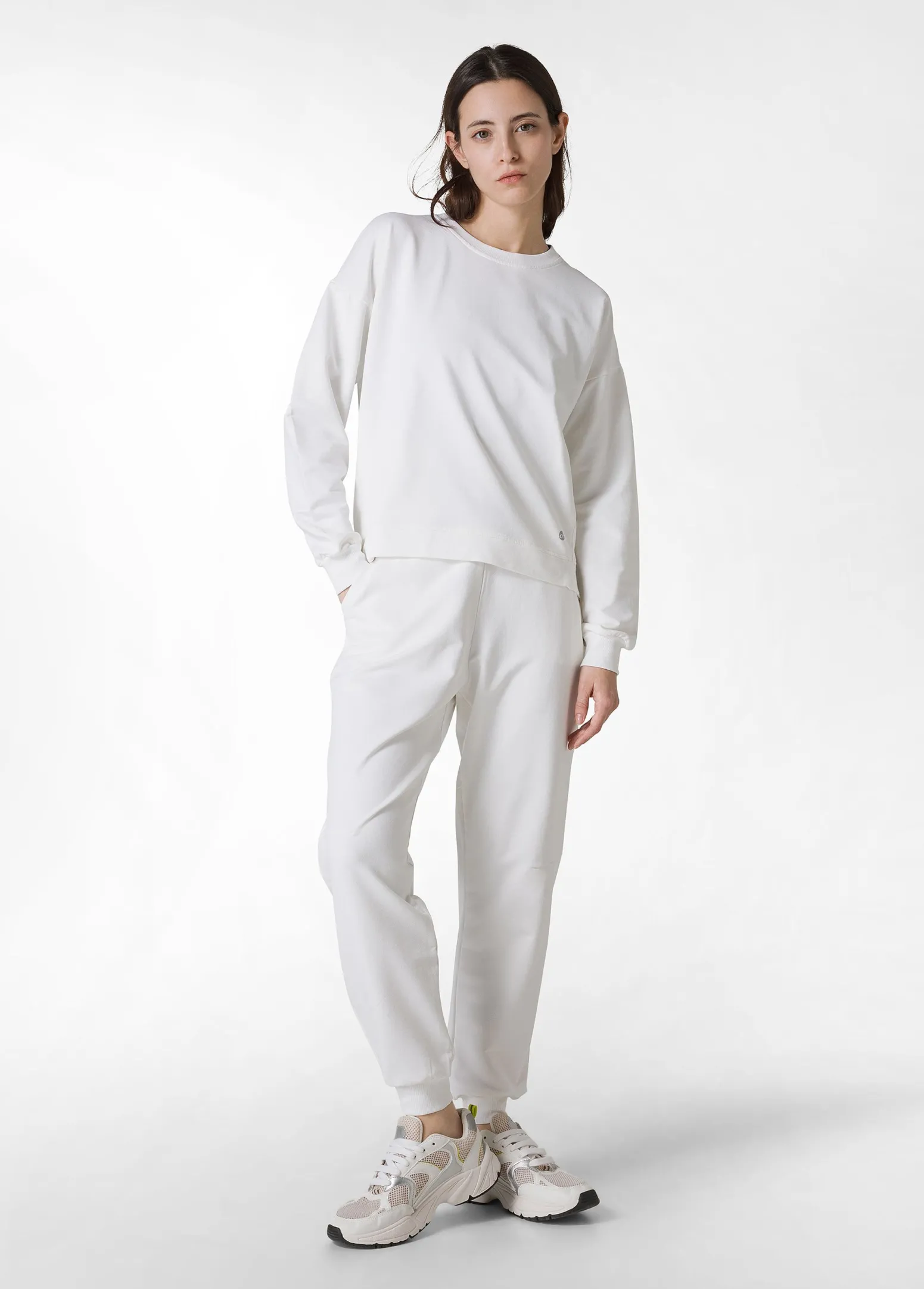 DEHA Pantaloni*Pantalone In Felpa Dettagli Neri Bianco