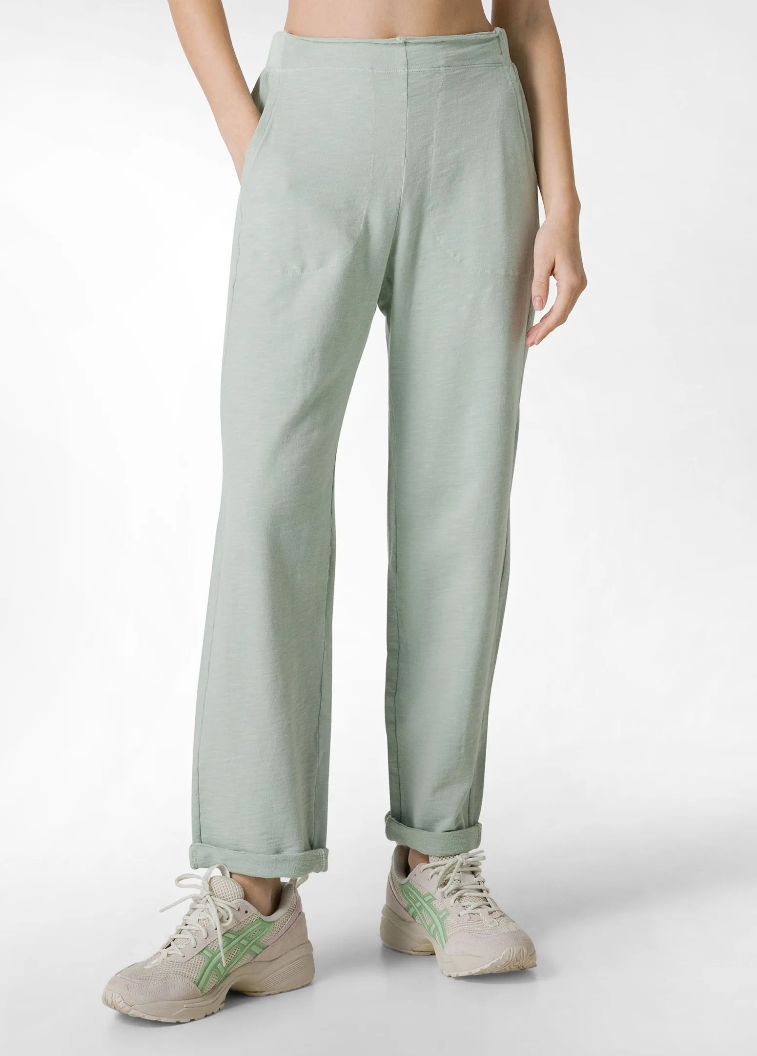 DEHA Pantaloni*Pantalone In Felpa Fiammata Vintage Verde
