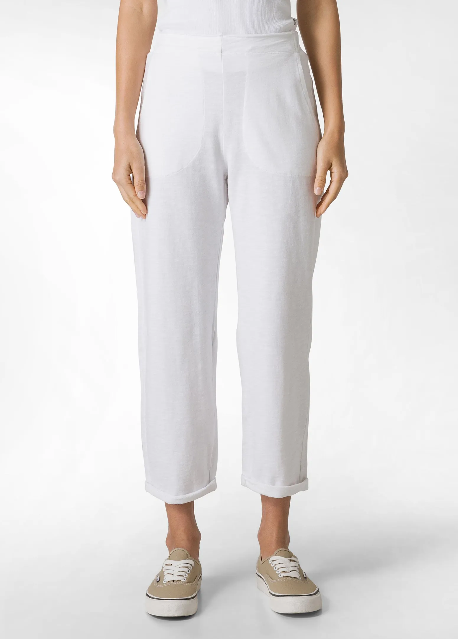 DEHA Pantaloni*Pantalone In Felpa Fiammata Vintage Bianco