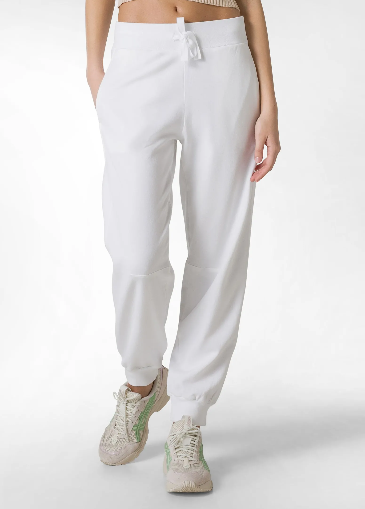 DEHA Pantaloni*Pantalone In Felpa Organica Con Costina Bianco