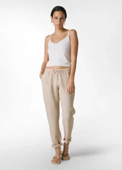 DEHA Pantaloni*Pantalone In Lino Con Coulisse Beige