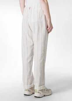 DEHA Pantaloni*Pantalone In Lino Gessato Bianco