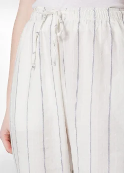 DEHA Pantaloni*Pantalone In Lino Gessato Bianco