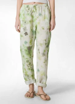 DEHA Pantaloni*Pantalone In Lino Stampato Verde