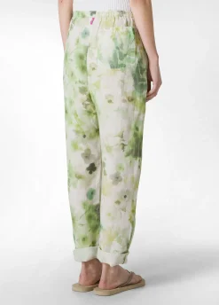 DEHA Pantaloni*Pantalone In Lino Stampato Verde