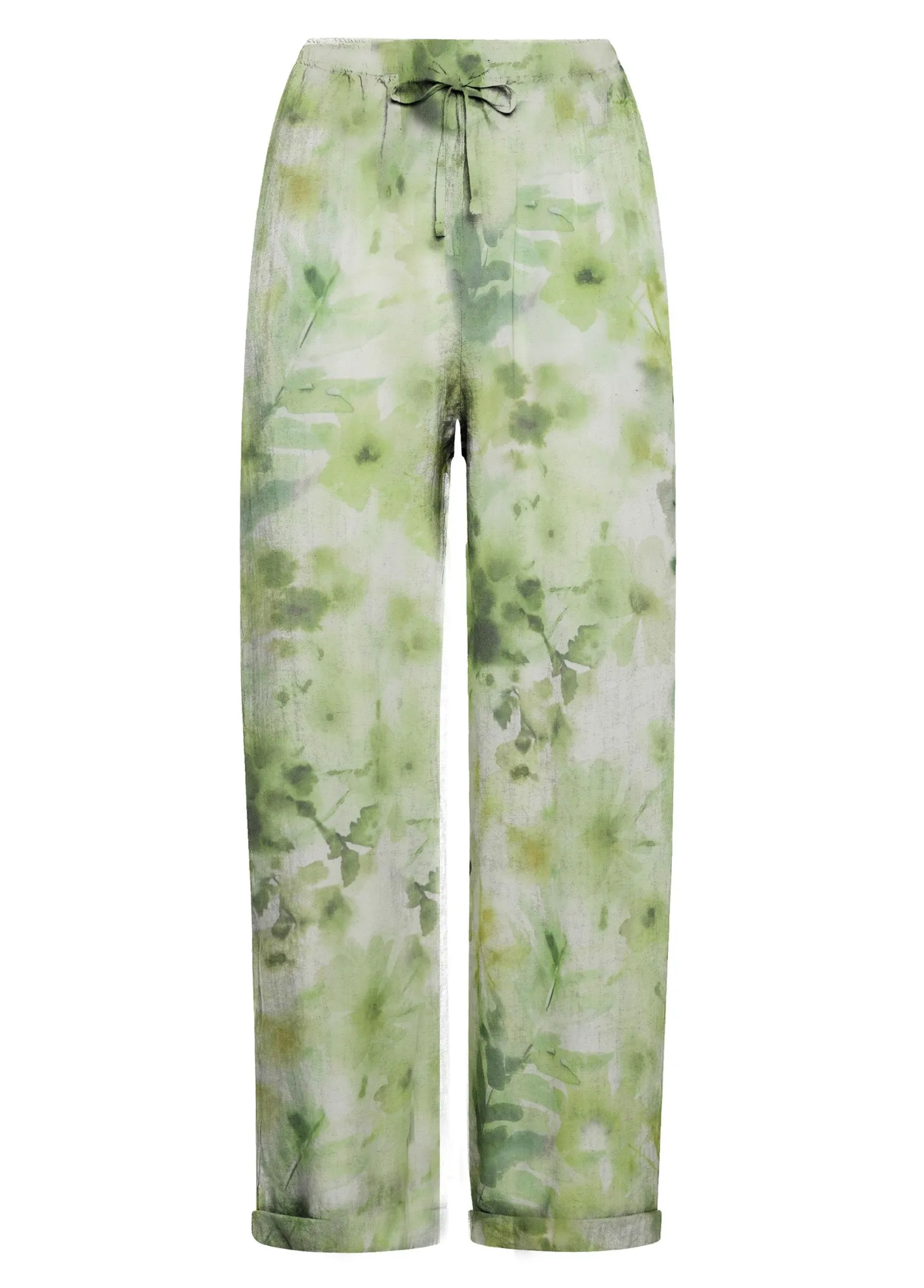 DEHA Pantaloni*Pantalone In Lino Stampato Verde