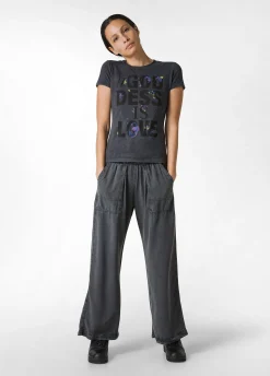 DEHA Pantaloni*Pantalone In Tencel Effetto Marmo Nero
