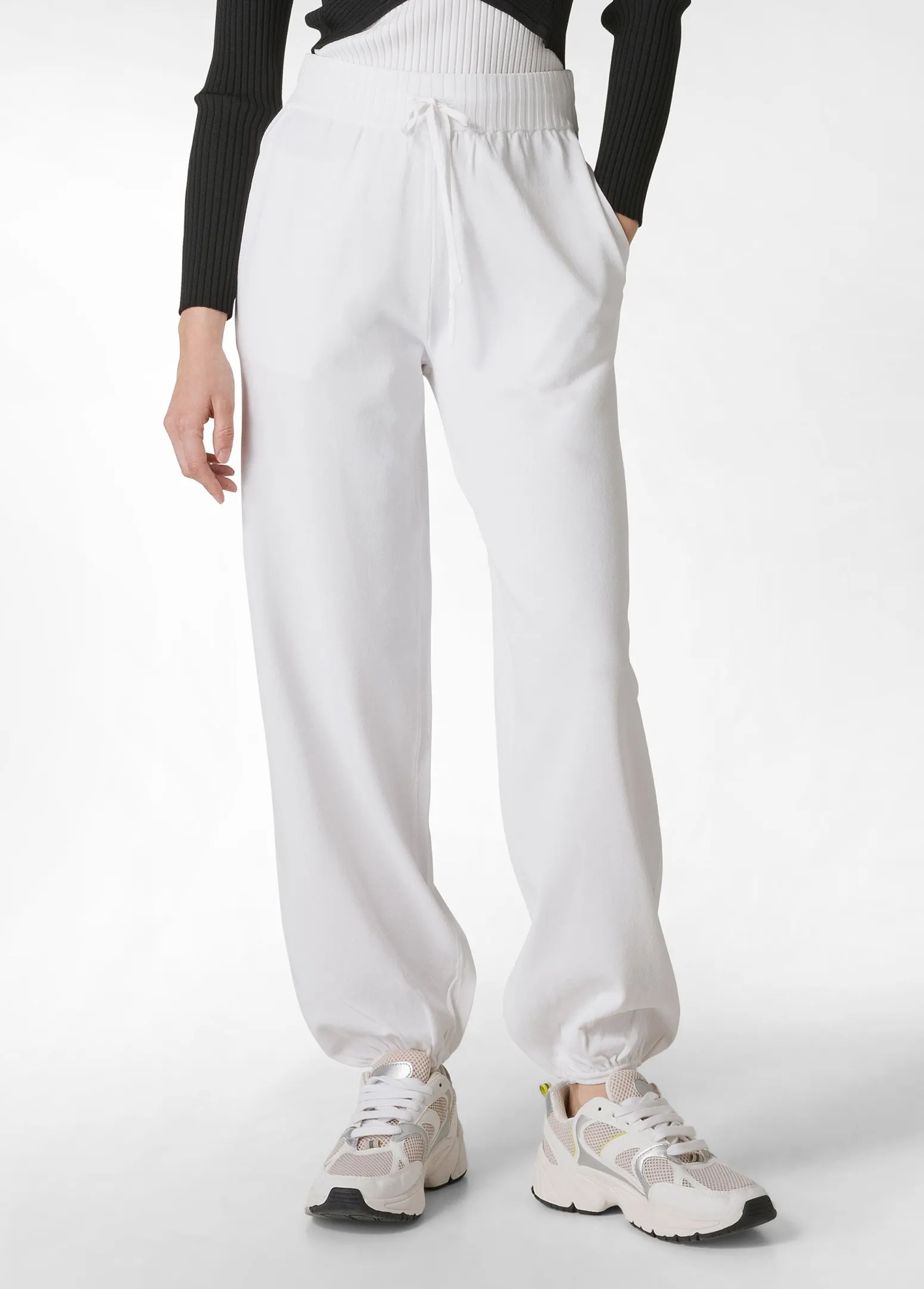 DEHA Pantaloni*Pantalone Jogger A Maglia Bianco