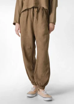 DEHA Pantaloni*Pantalone Jogger In Lino Marrone