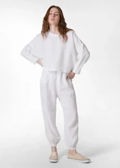 DEHA Pantaloni*Pantalone Jogger In Lino Bianco