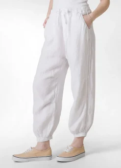 DEHA Pantaloni*Pantalone Jogger In Lino Bianco