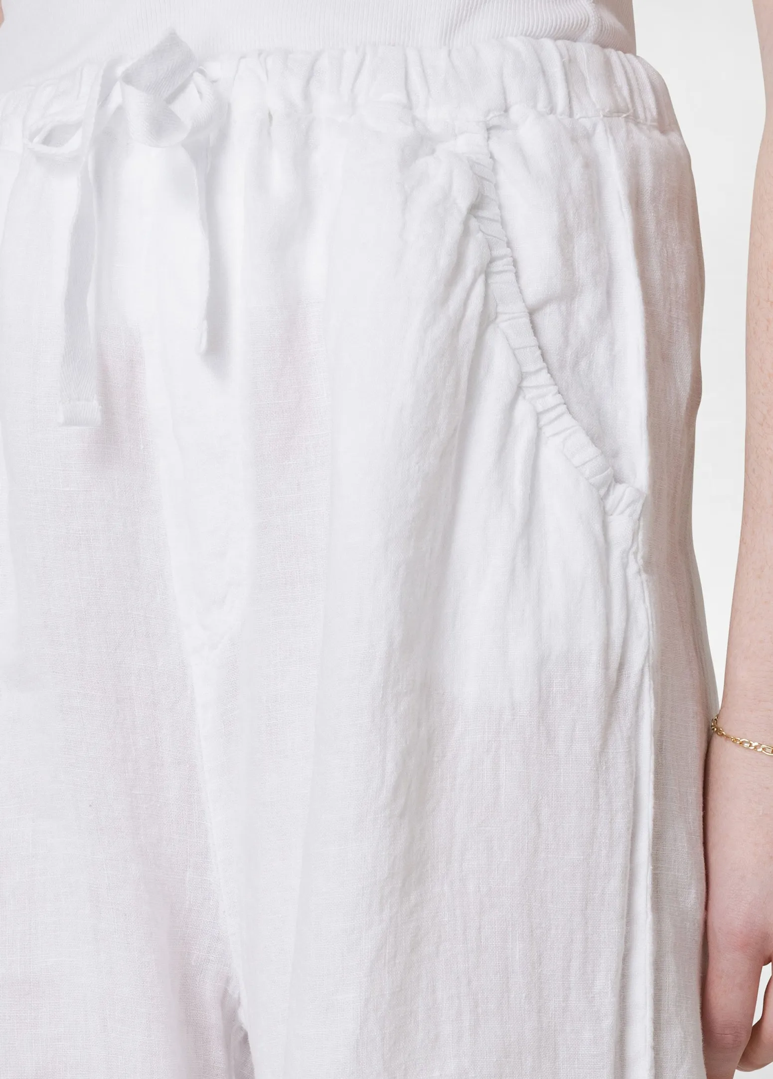 DEHA Pantaloni*Pantalone Jogger In Lino Bianco