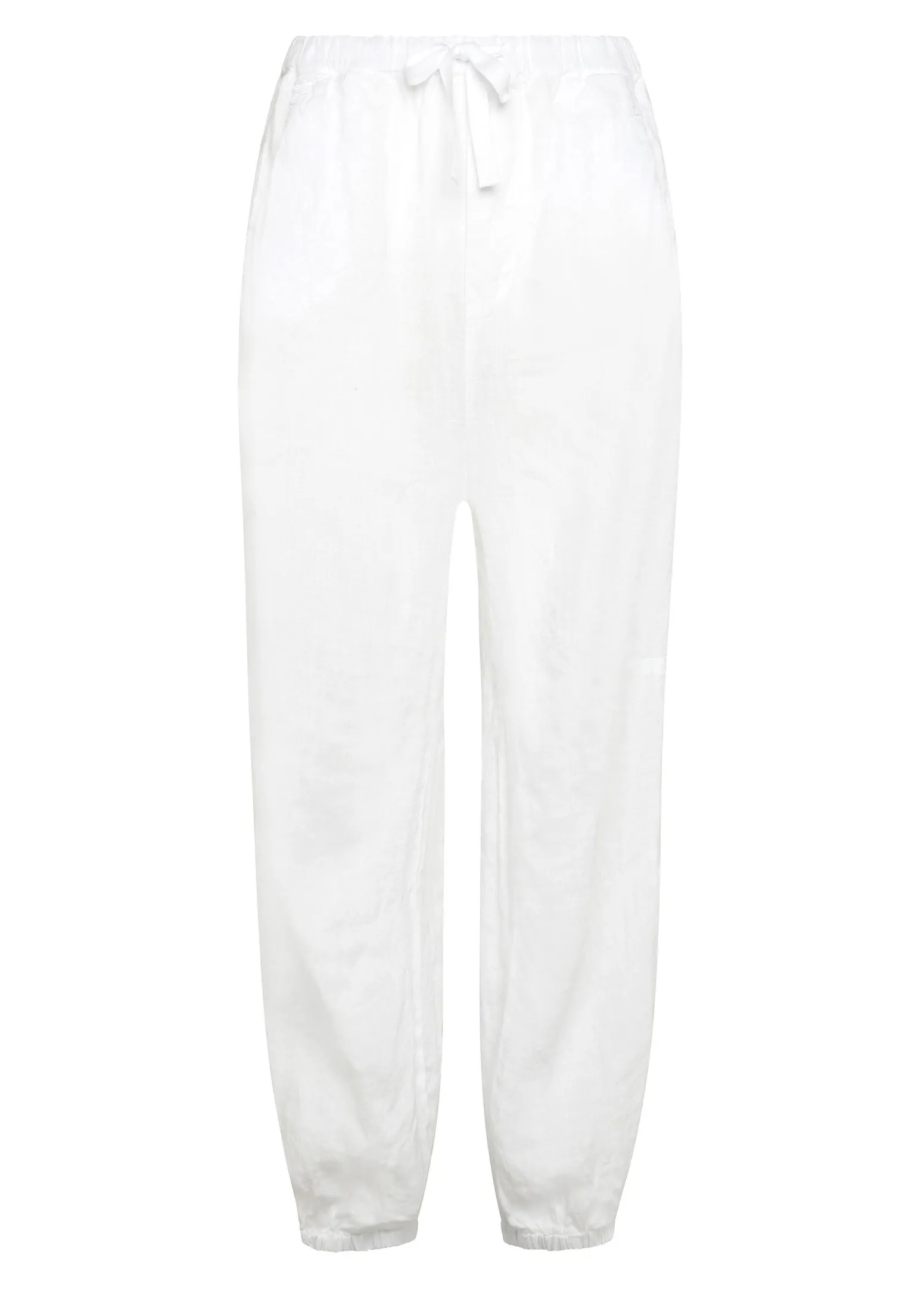 DEHA Pantaloni*Pantalone Jogger In Lino Bianco