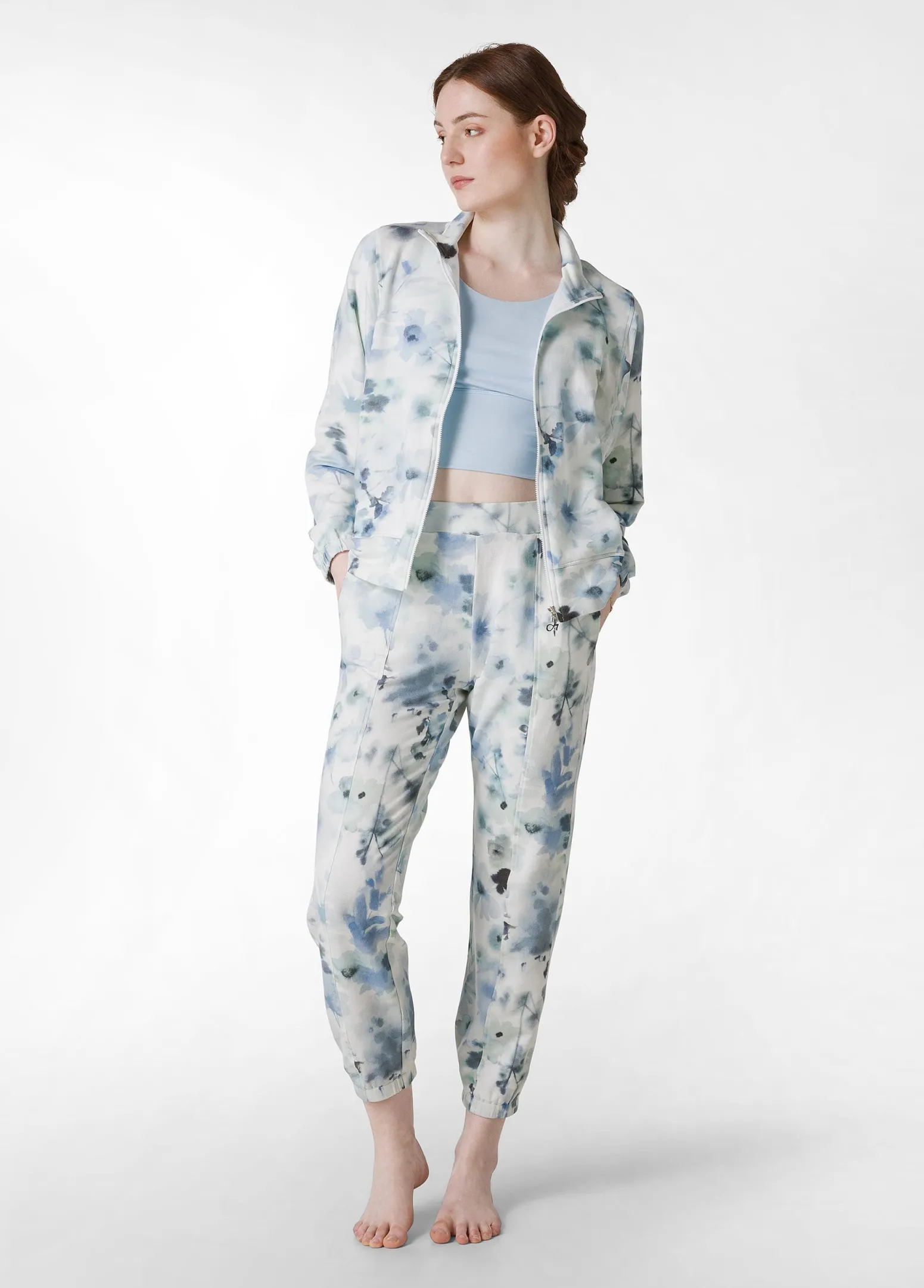 DEHA Pantaloni*Pantalone Morbido Misto Viscosa Stampato Blu