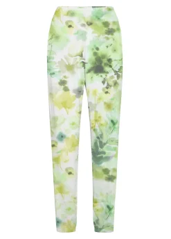 DEHA Pantaloni*Pantalone Morbido Misto Viscosa Stampato Verde