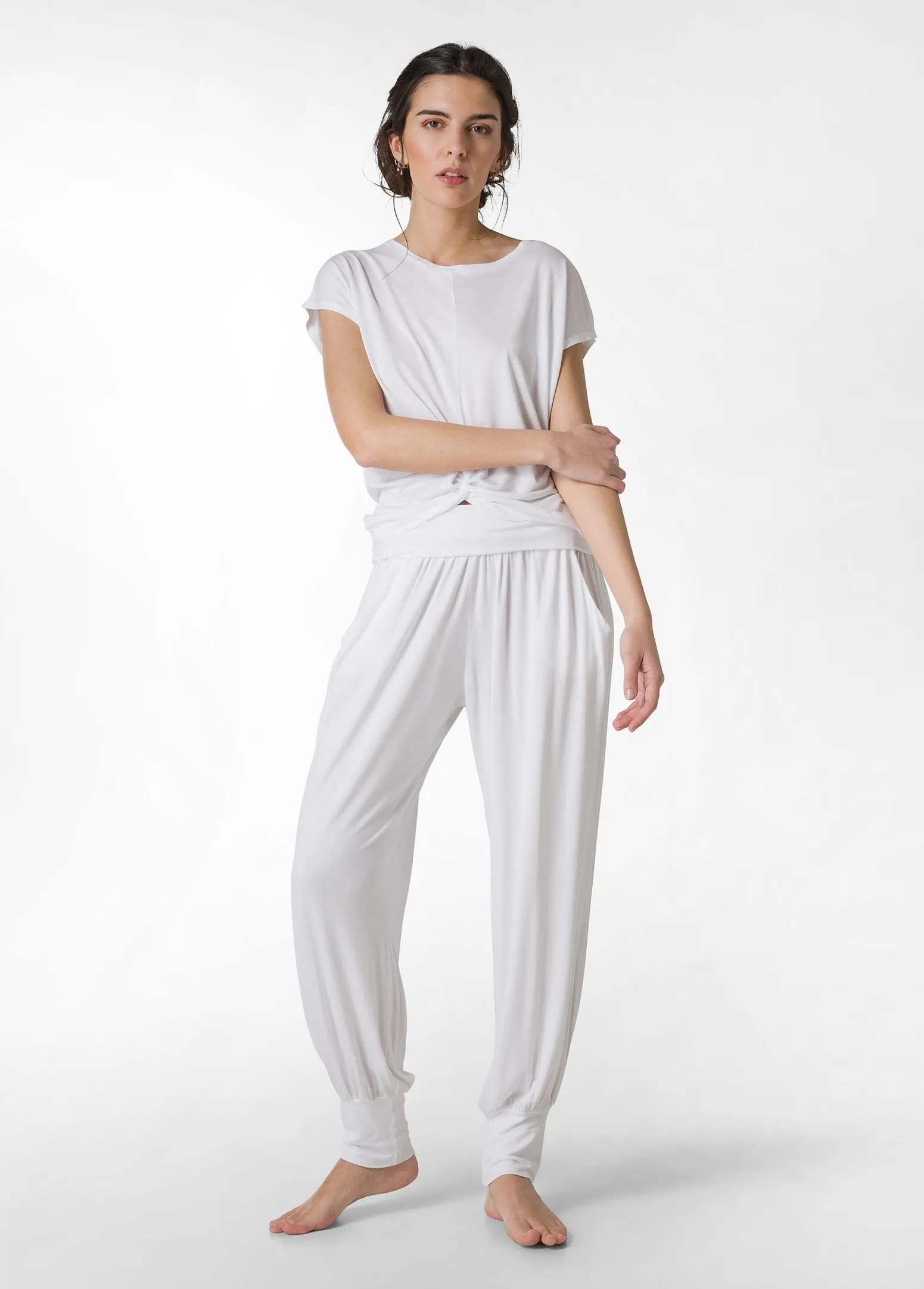 DEHA Pantaloni*Pantalone Odalisca In Viscosa Bianco