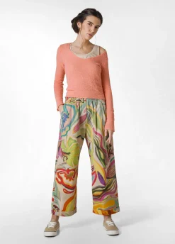 DEHA Pantaloni*Pantalone Relaxed Flower Power Verde
