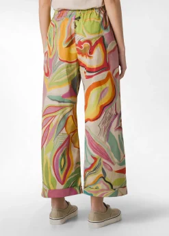 DEHA Pantaloni*Pantalone Relaxed Flower Power Verde