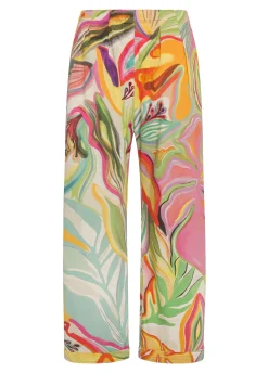 DEHA Pantaloni*Pantalone Relaxed Flower Power Verde