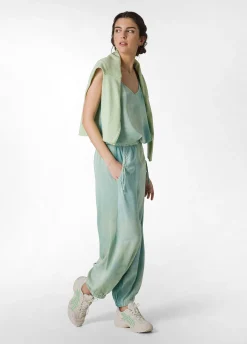 DEHA Pantaloni*Pantalone Relaxed In Twill Effetto Batik Verde