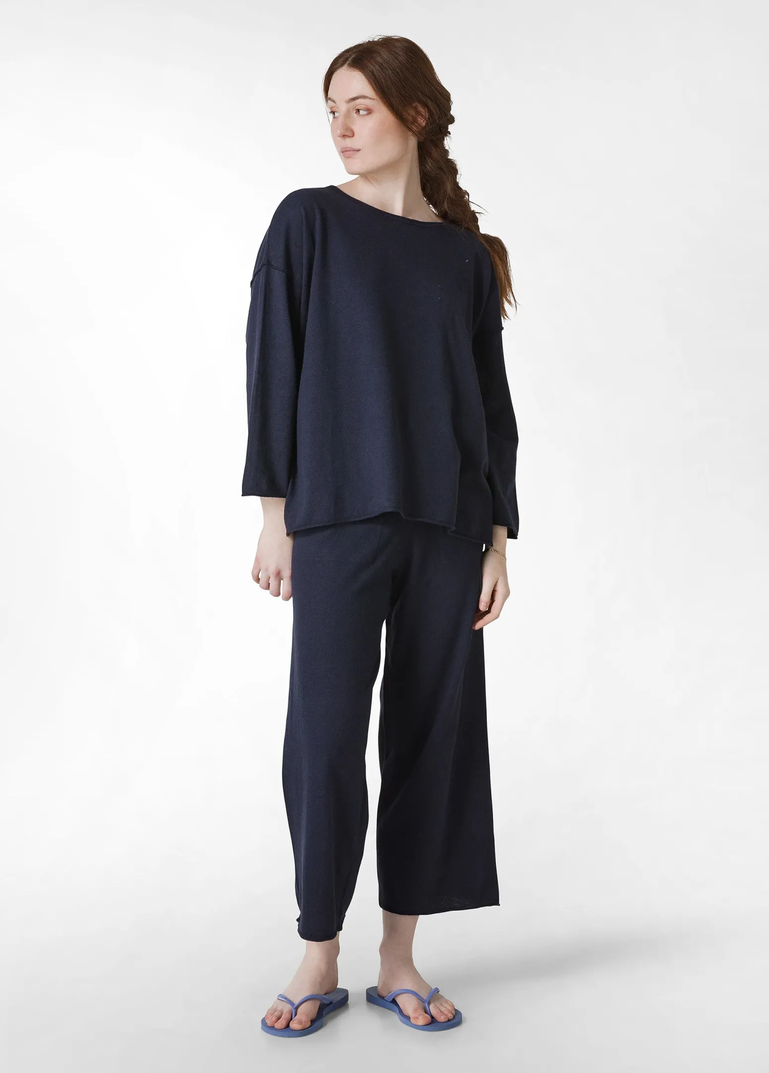 DEHA Felpe & Maglieria*Pullover Ampio In Lino Blu