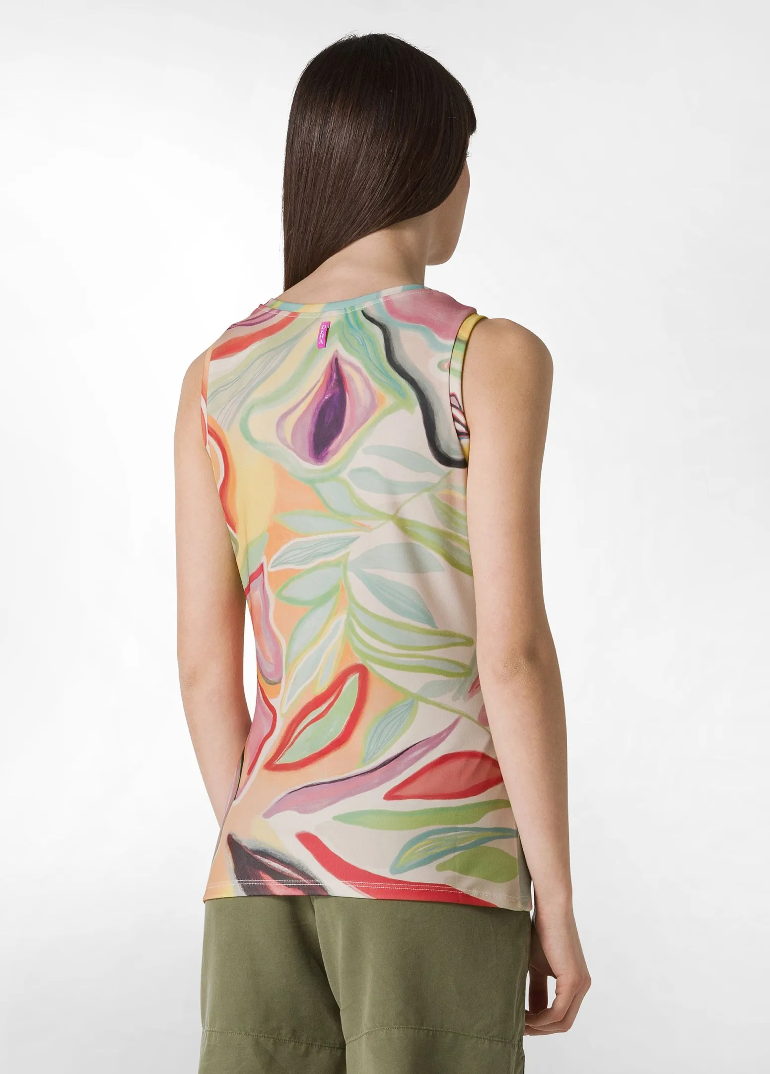 DEHA Top & T-Shirts*Top Arricciato Stampato Verde