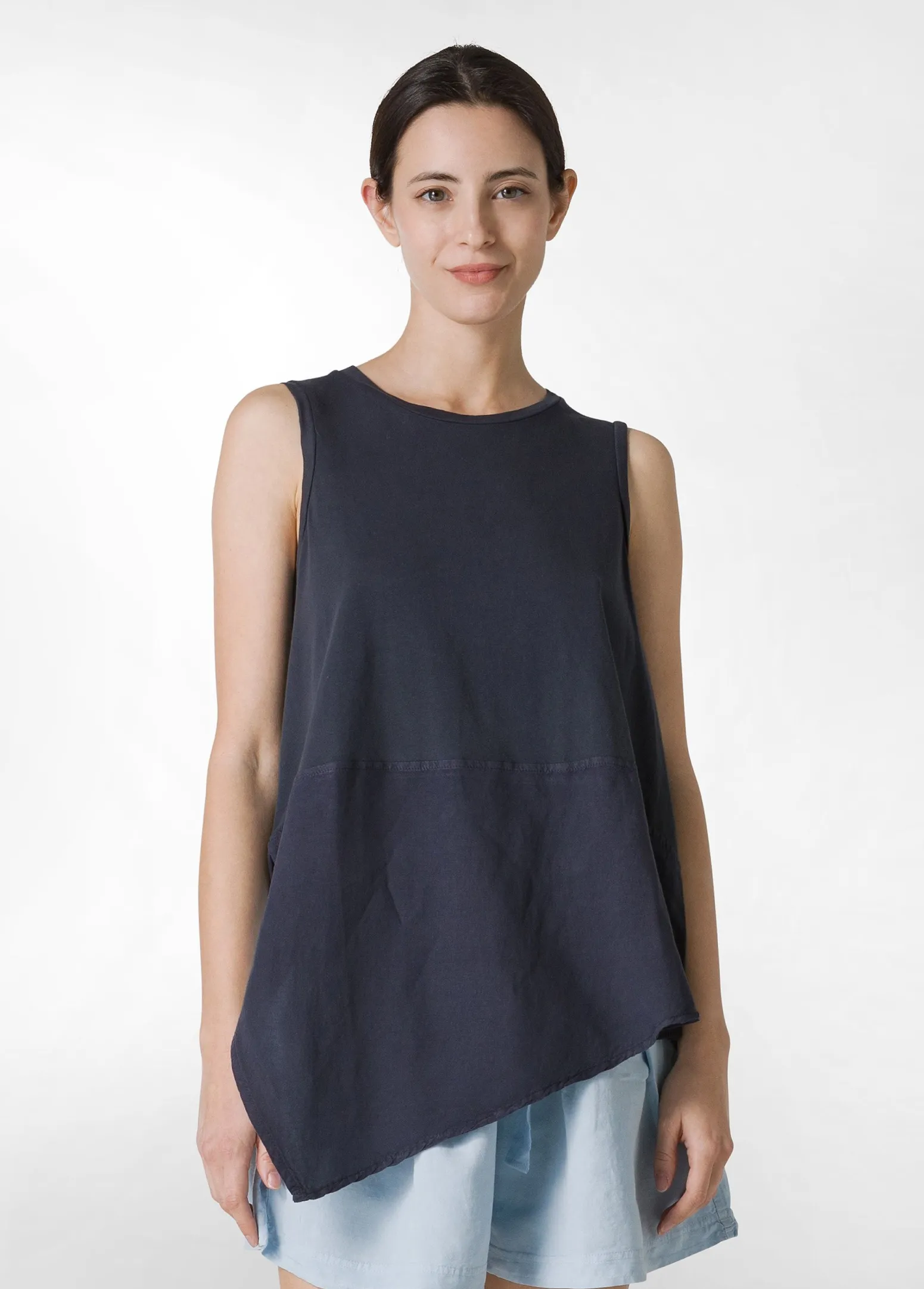DEHA Top & T-Shirts*Top Asimmetrico Con Inserti In Lino Blu