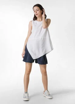 DEHA Top & T-Shirts*Top Asimmetrico Con Inserti In Lino Bianco