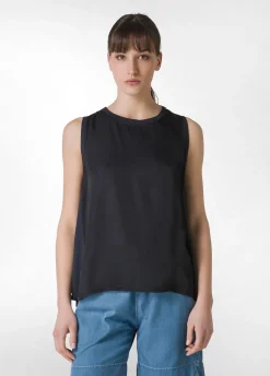 DEHA Top & T-Shirts*Top Con Inserti In Raso Blu