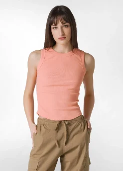 DEHA Top & T-Shirts*Top In Costina Effetto Vintage Arancio