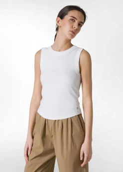 DEHA Top & T-Shirts*Top In Costina Effetto Vintage Bianco
