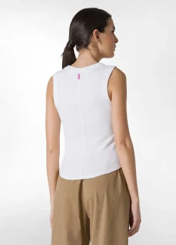 DEHA Top & T-Shirts*Top In Costina Effetto Vintage Bianco