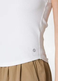 DEHA Top & T-Shirts*Top In Costina Effetto Vintage Bianco