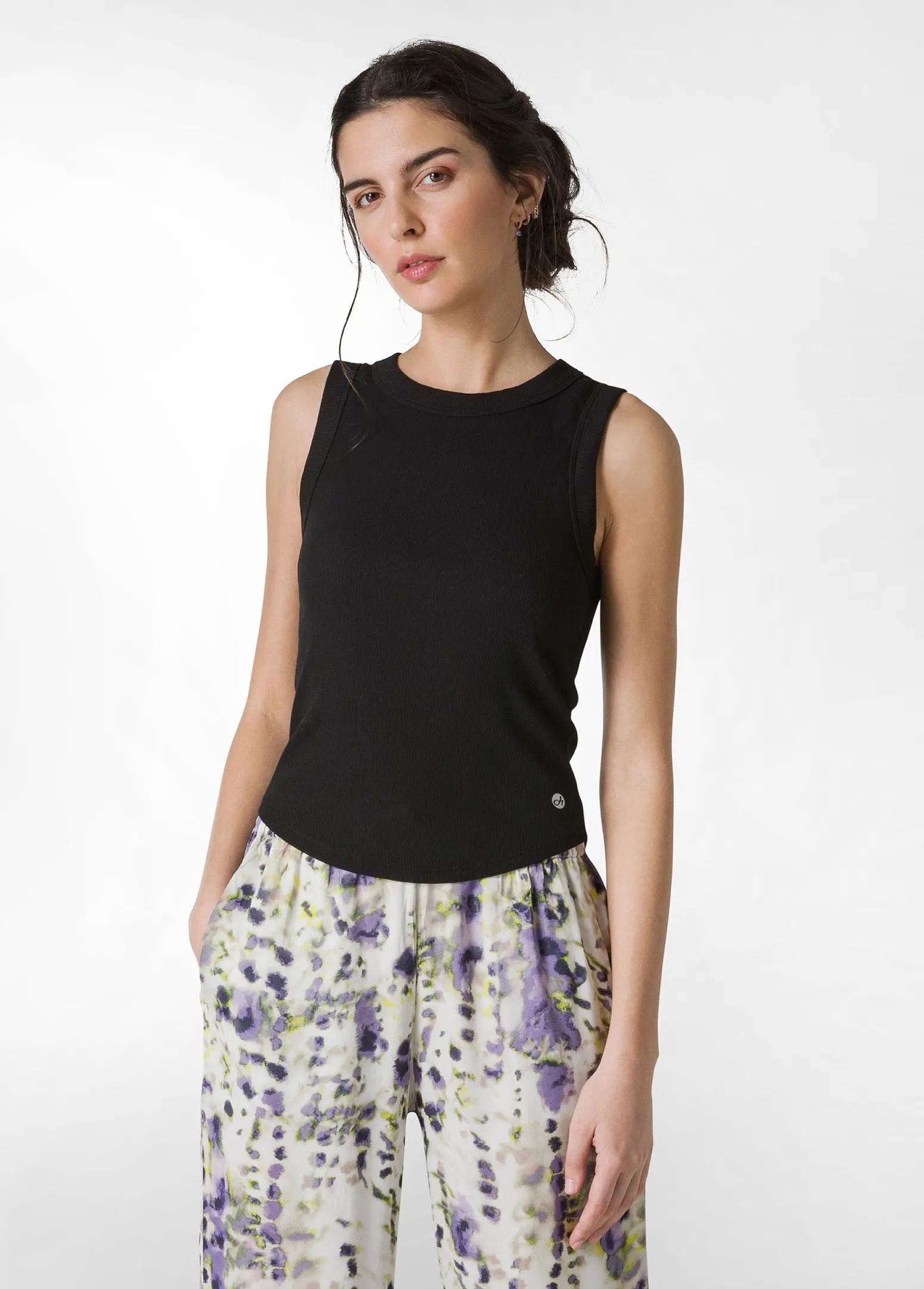 DEHA Top & T-Shirts*Top In Costina Effetto Vintage Nero