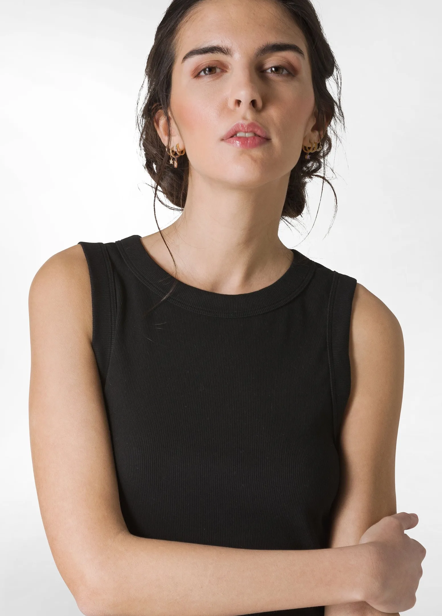DEHA Top & T-Shirts*Top In Costina Effetto Vintage Nero