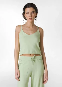 DEHA Top & T-Shirts*Top In Maglia Misto Lino Con Spalline Verde
