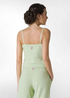 DEHA Top & T-Shirts*Top In Maglia Misto Lino Con Spalline Verde