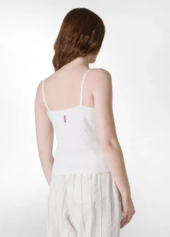 DEHA Top & T-Shirts*Top In Maglia Misto Lino Con Spalline Bianco