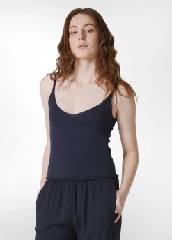 DEHA Top & T-Shirts*Top In Maglia Misto Lino Con Spalline Blu
